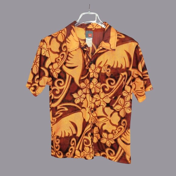 Vintage Billabong Shirt Medium Hawaiian Orange Surf Floral - Picture 1 of 7